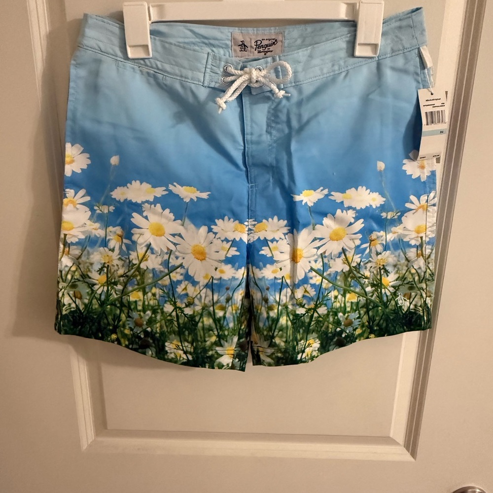 Original Penguin Blue Floral Swim Trunks